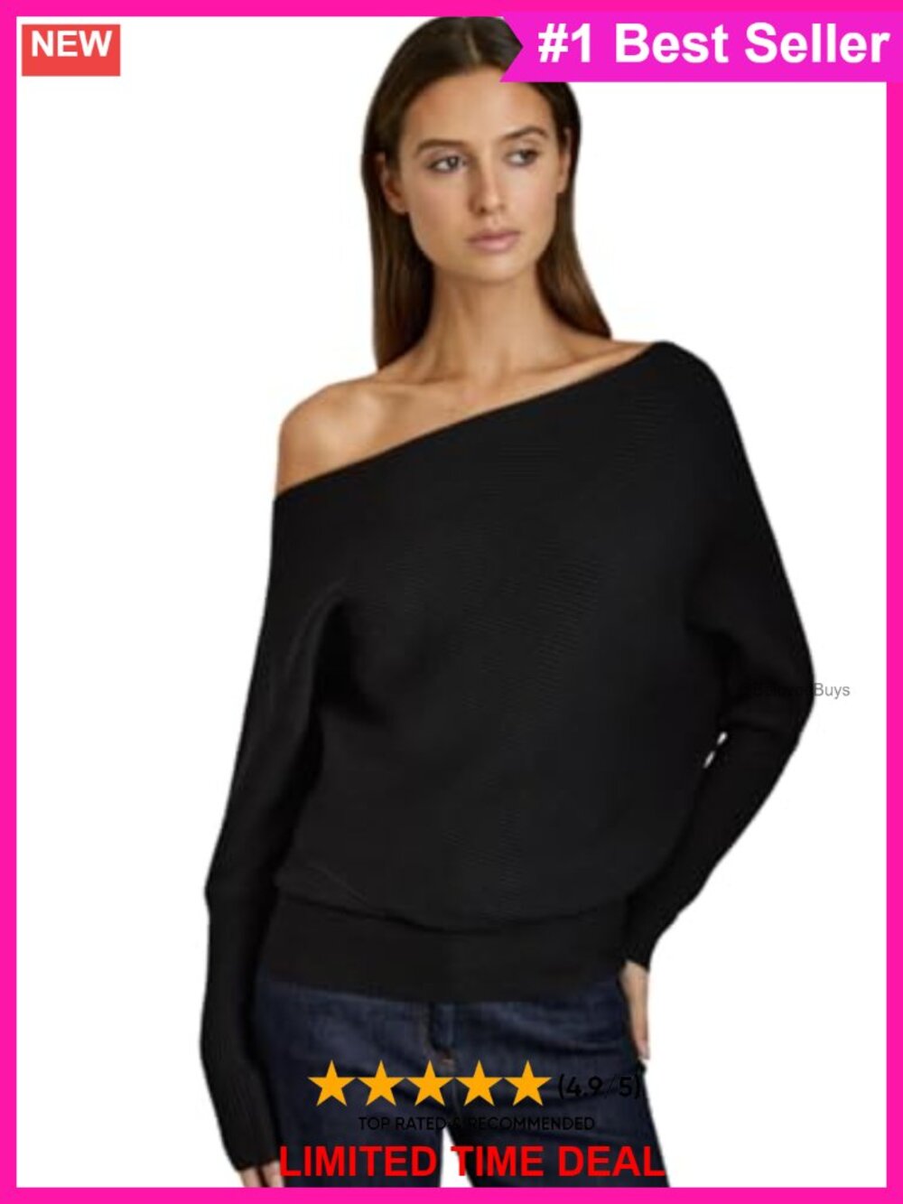 Reiss Drape Knitted Top Long Sleeve One Shoulder Slim Fit